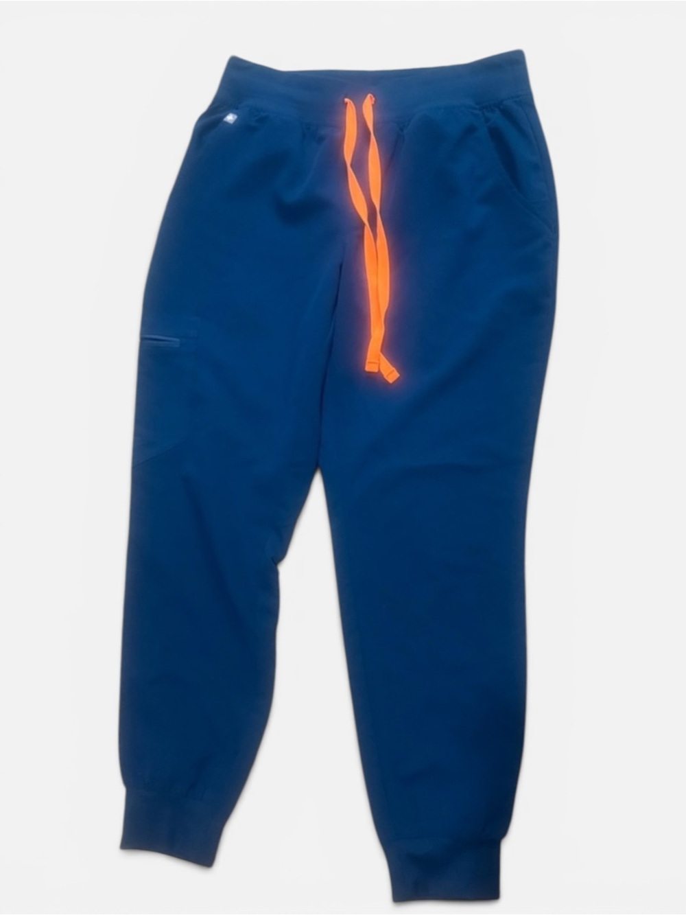 FIGS Zamora Jogger Pants Deep Reef Blue Orange Trim SP Women’s Scrubs